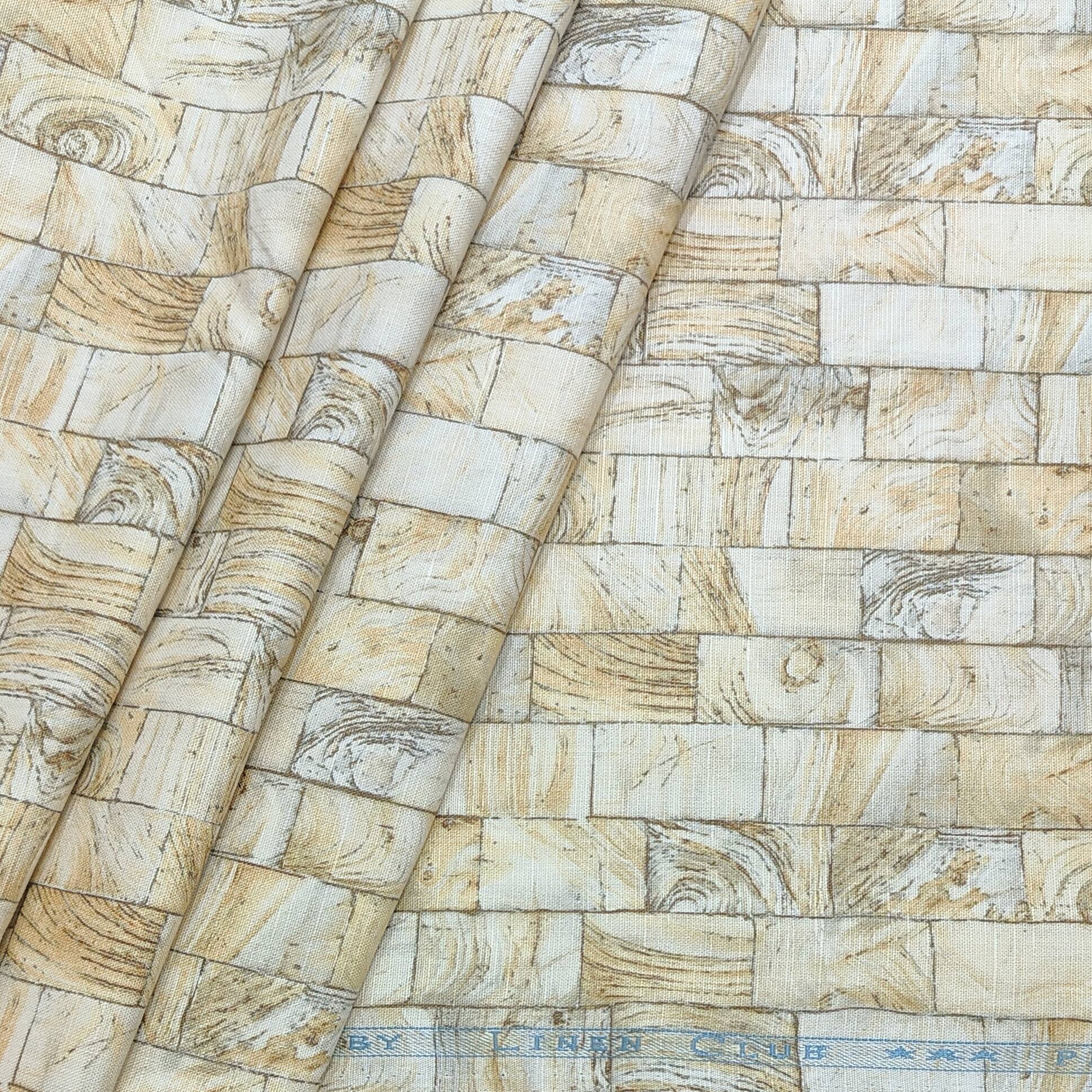 Shirt Fabric Linen Club Linen Cotton Mix Digital Printed Colour Light Brown